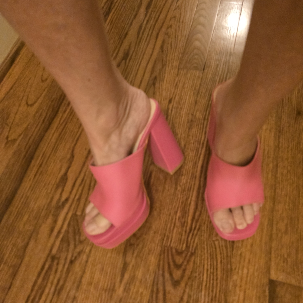 Barbie Pink Platform Slides Sz8- like New